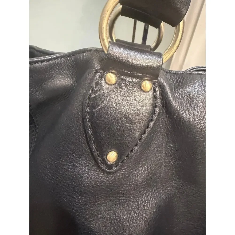 Vintage Michael Michael Kors Black Leather Hobo Shoulder Bag